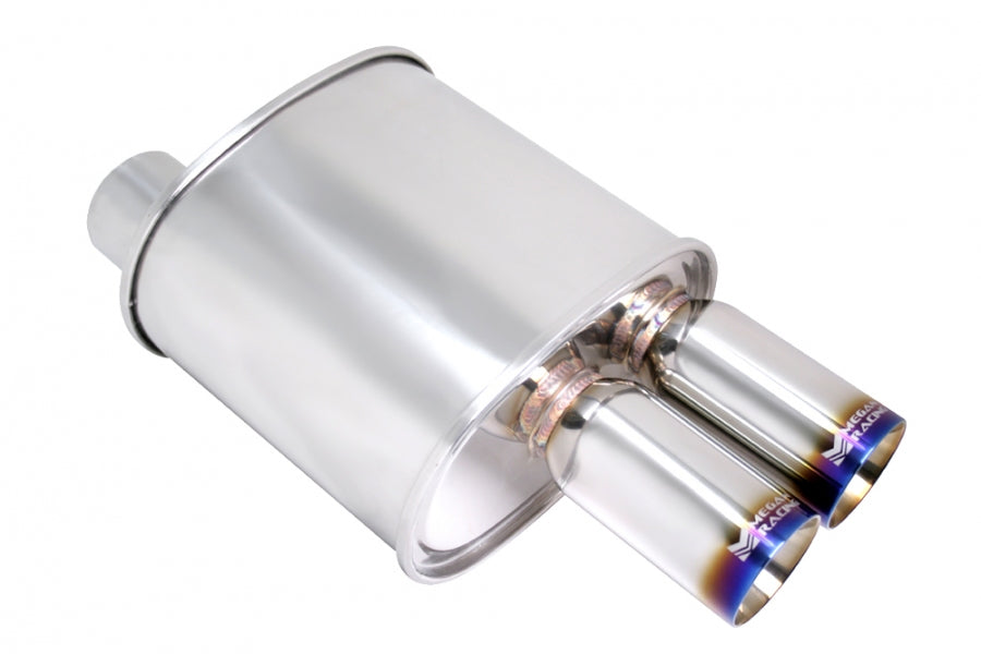 Megan Racing F-RT Turbo Dual Tip Muffler 3" Pipe Universal Exhaust - MR-MU-FRT-2T