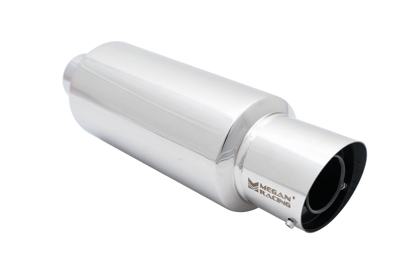 Megan Racing Universal Exhaust Muffler for 19.5" Length, 6" Height, Stainless Steel, Silver Chrome Finish
