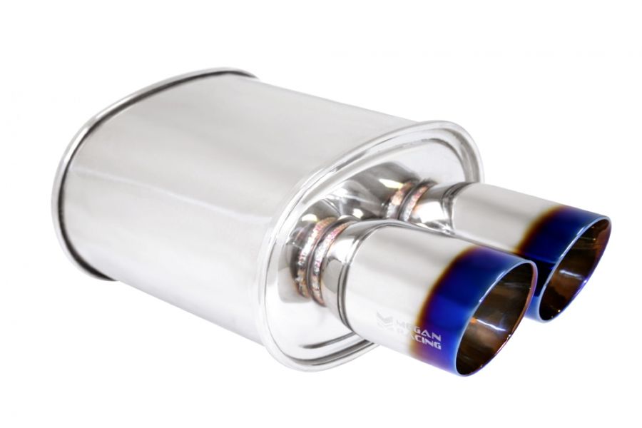 Megan Racing Muffler Universal MVO for 2010to2025 18" Length 6.5" Height 2.4" Inlet ID 3.2" Tip OD 3.5" - Various Tip Styles