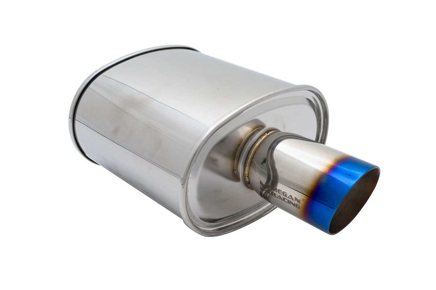 Megan Racing Muffler Universal MVO for 2010to2025 18" Length 6.5" Height 2.4" Inlet ID 3.2" Tip OD 3.5" - Various Tip Styles