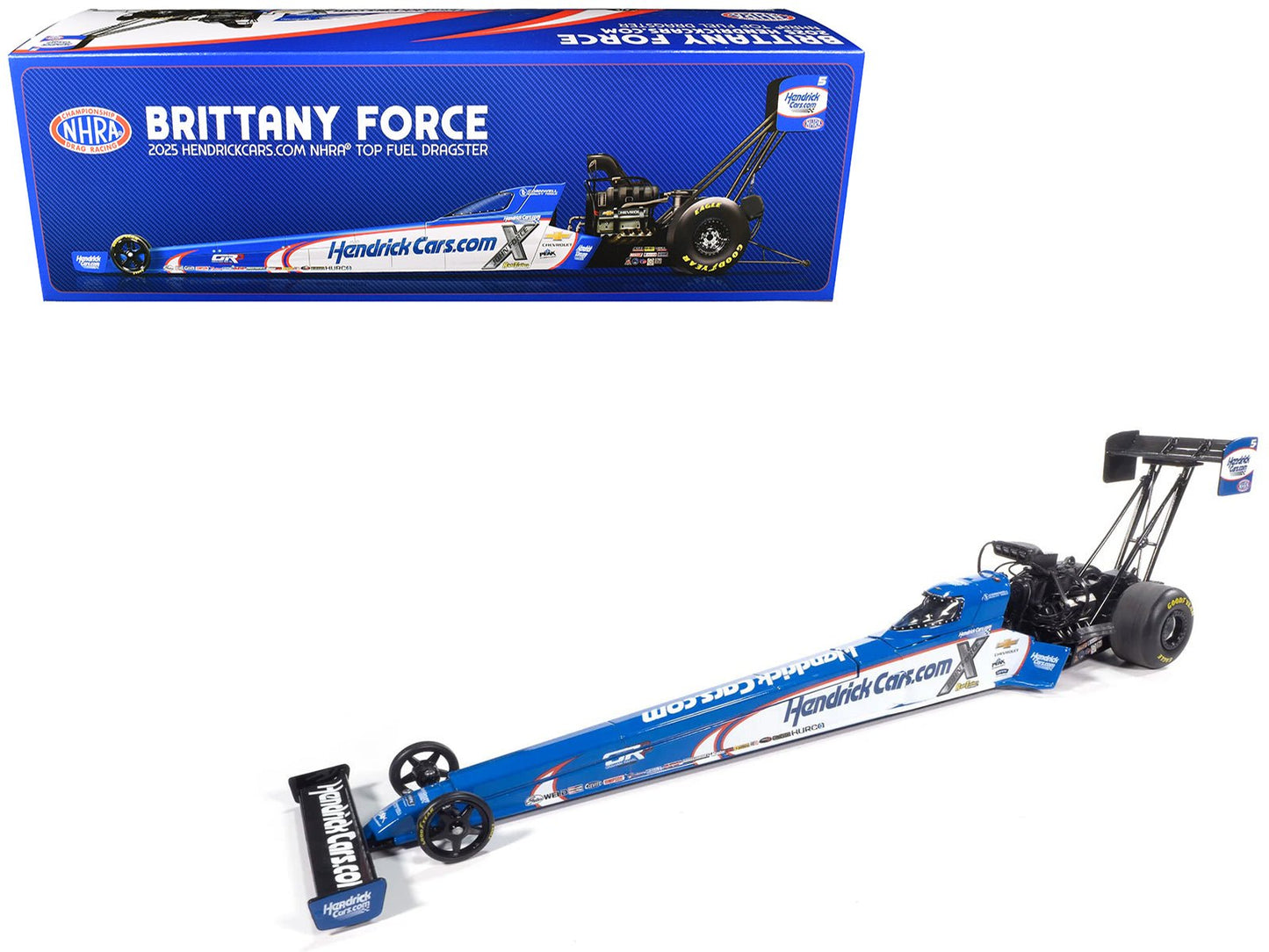 NHRA TFD (Top Fuel Dragster) #5 Brittany Force "HendrickCars.com" Blue and White (2025) 1/24 Diecast Model by Auto World  free shipping USA