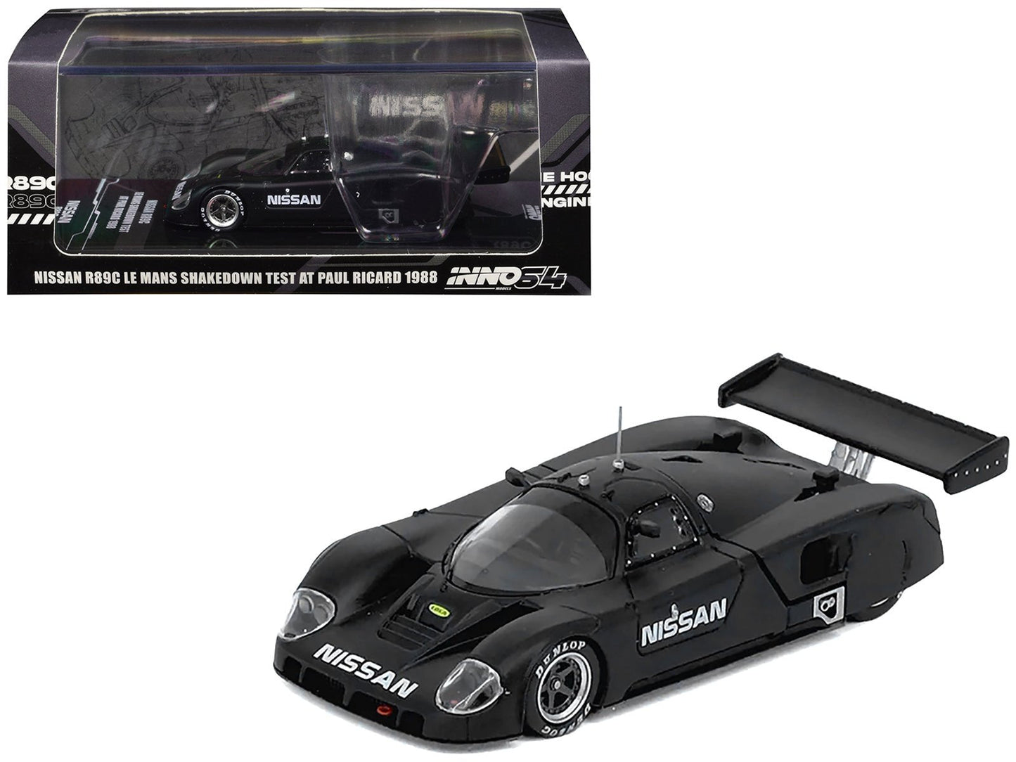 Nissan R89C Matt Black "Le Mans Shakedown Test at Paul Ricard 1988" 1/64 Diecast Model Car by Inno Models  free shipping USA