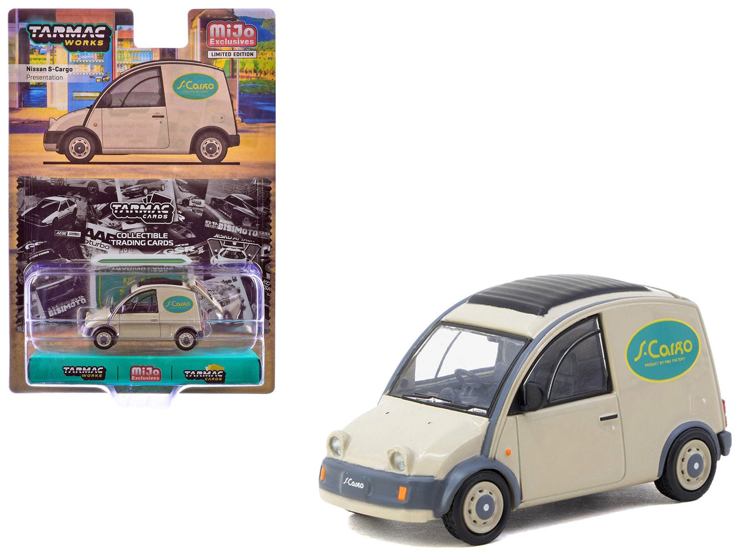 Nissan S-Cargo Van RHD (Right Hand Drive) "Presentation" Beige with Tarmac Cards "Global64" Series 1/64 Diecast Model Car by Tarmac Works  free shipping USA