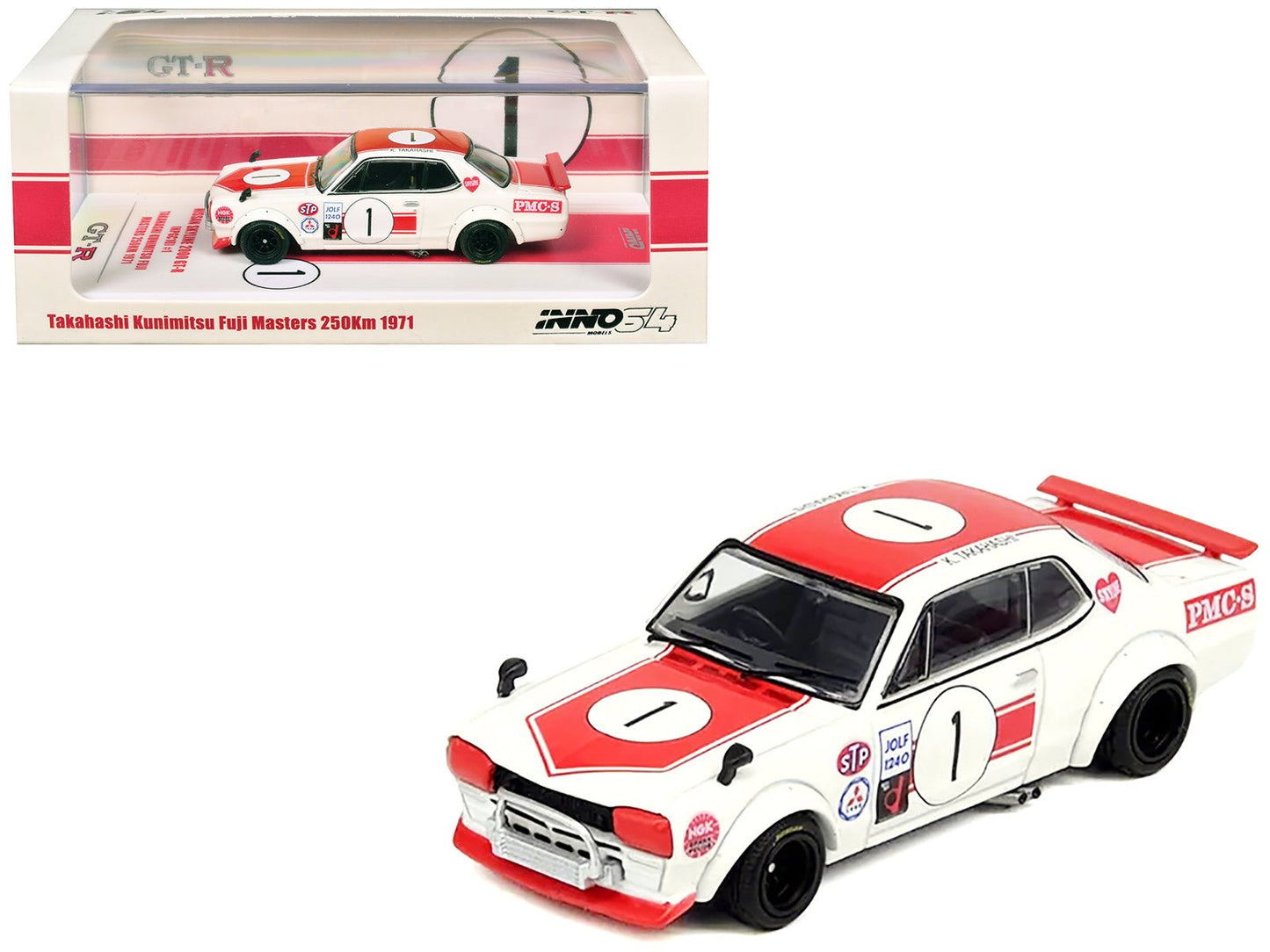 Nissan Skyline 2000 GT-R (KPGC10) #1 RHD (Right Hand Drive) Takahashi Kinimitsu "Fuji Masters 250km" (1971) 1/64 Diecast Model Car by Inno Models  free shipping USA
