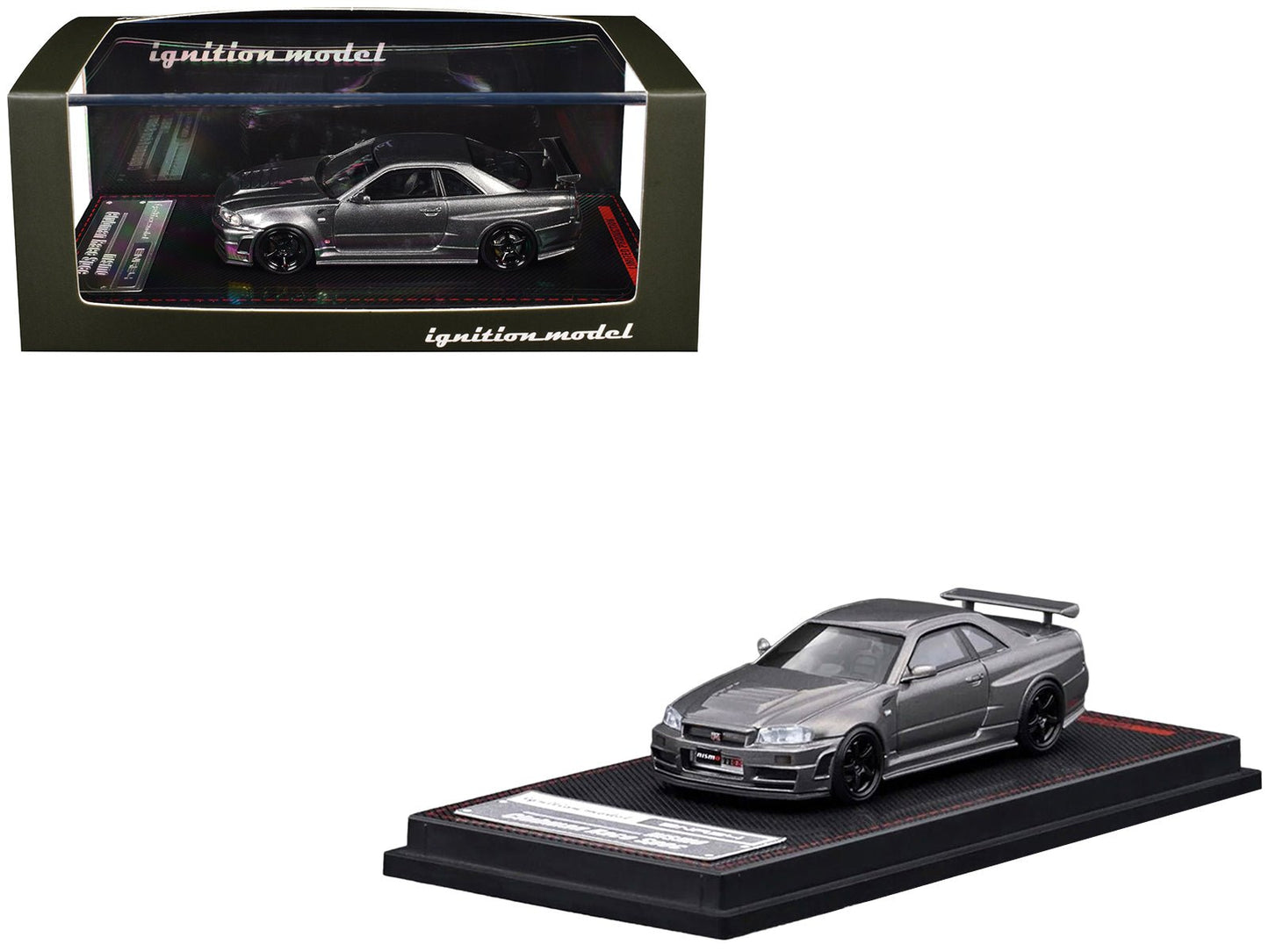 Nissan Skyline GT-R (BNR34) Nismo CRS RHD (Right Hand Drive) Gray Metallic 1/64 Diecast Model Car by Ignition Model  free shipping USA