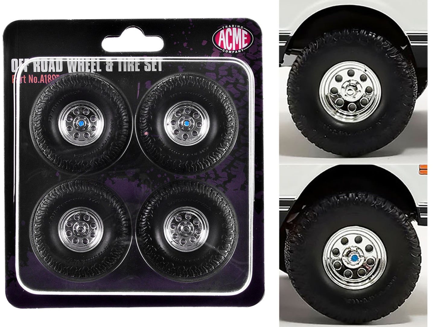 "Offroad" 35" Mag Wheel and Tire Set of 4 pieces from 1971 Chevrolet K5 Blazer for 1/18 Scale Models by ACME  free shipping USA