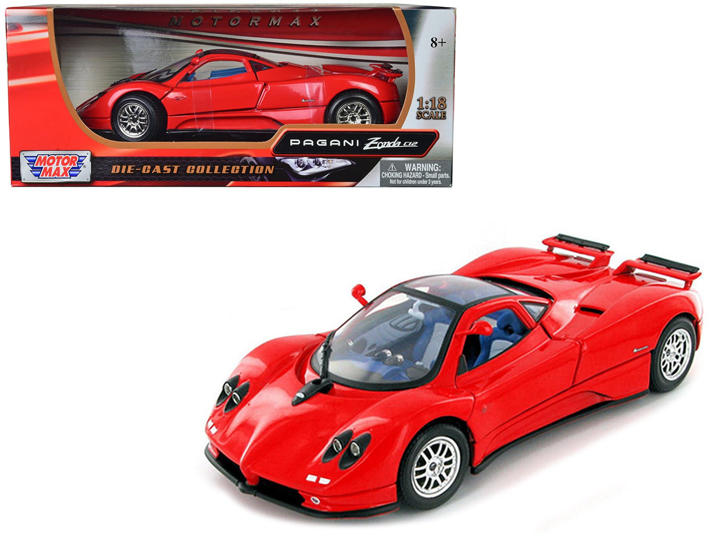 Pagani Zonda C12 Red 1/18 Diecast Model Car by Motormax  free shipping USA