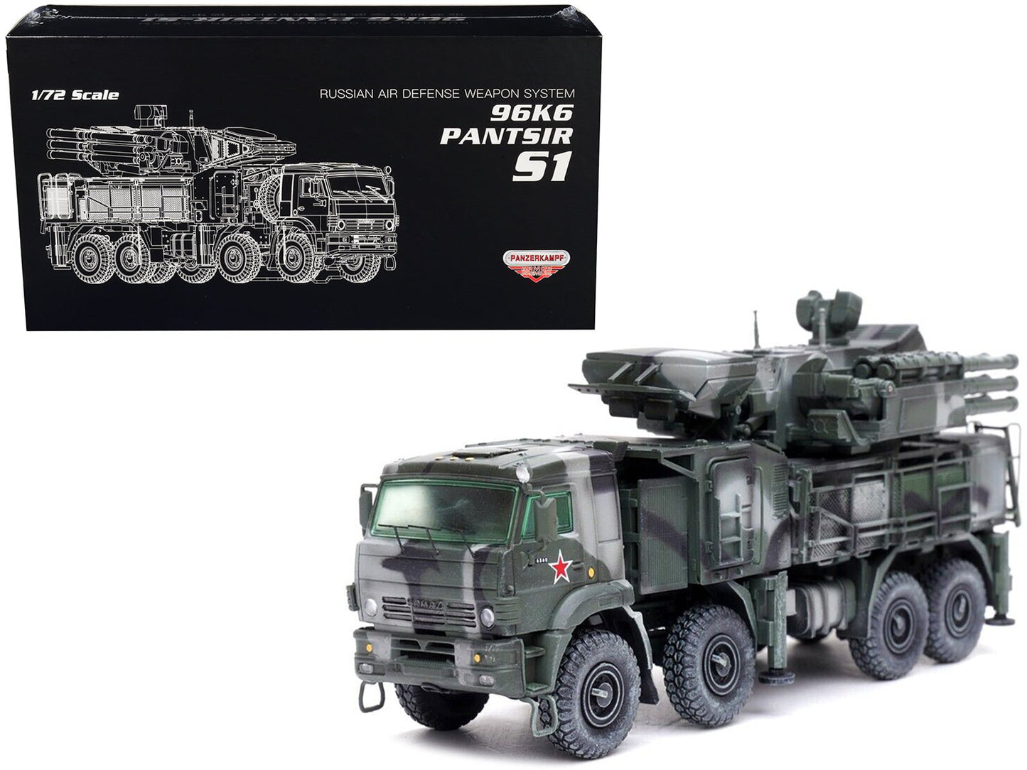 Pantsir S1 96K6 Self-Propelled Air Defense Weapon System Tri-Color Camouflage "Russia's Armed Forces" "Armor Premium" Series 1/72 Diecast Model by Panzerkampf  free shipping USA
