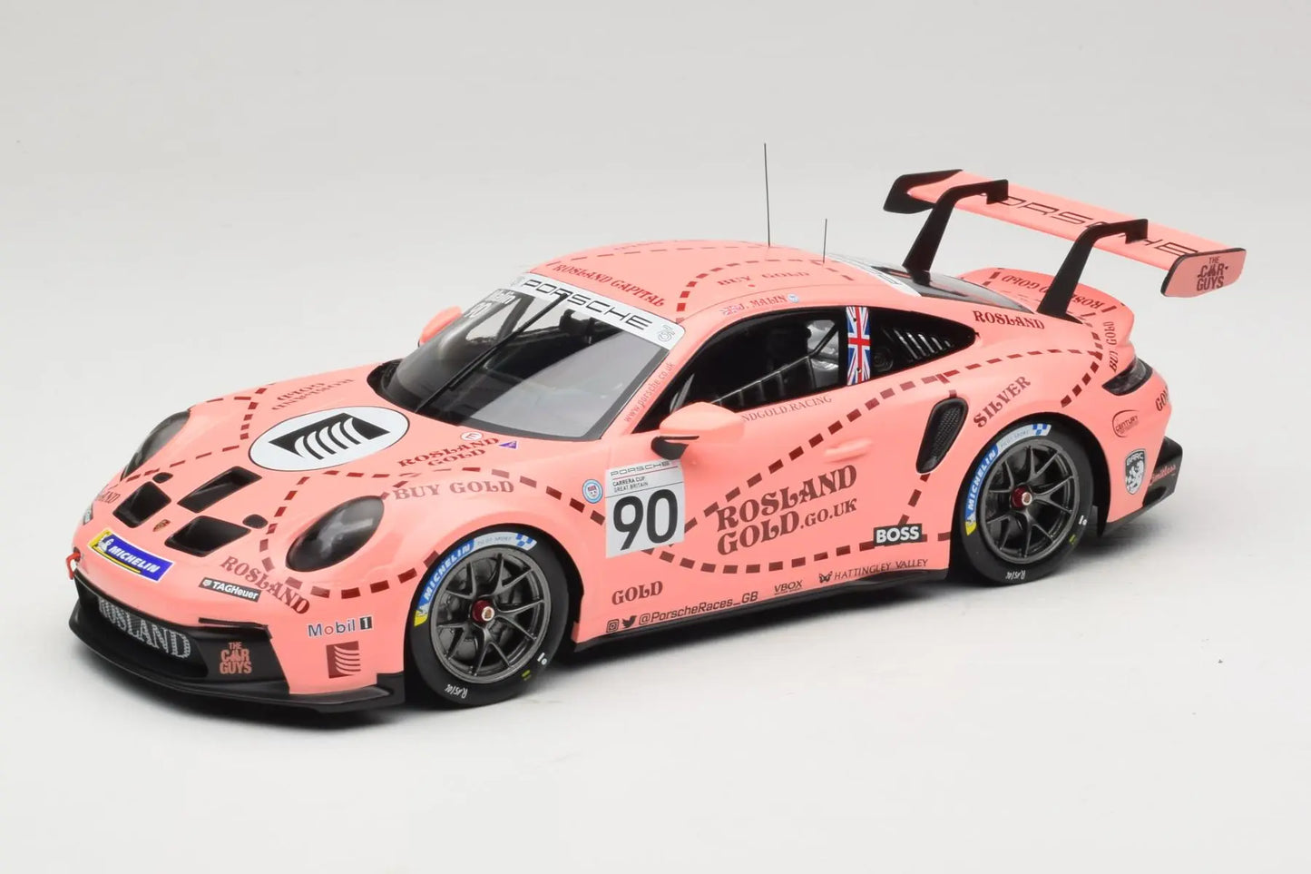 Ixo Porsche 911 992 GT3 Cup Century Motorsport 2nd Porsche Supercup Great Britain 2023 #90 Pink Pig 1:18