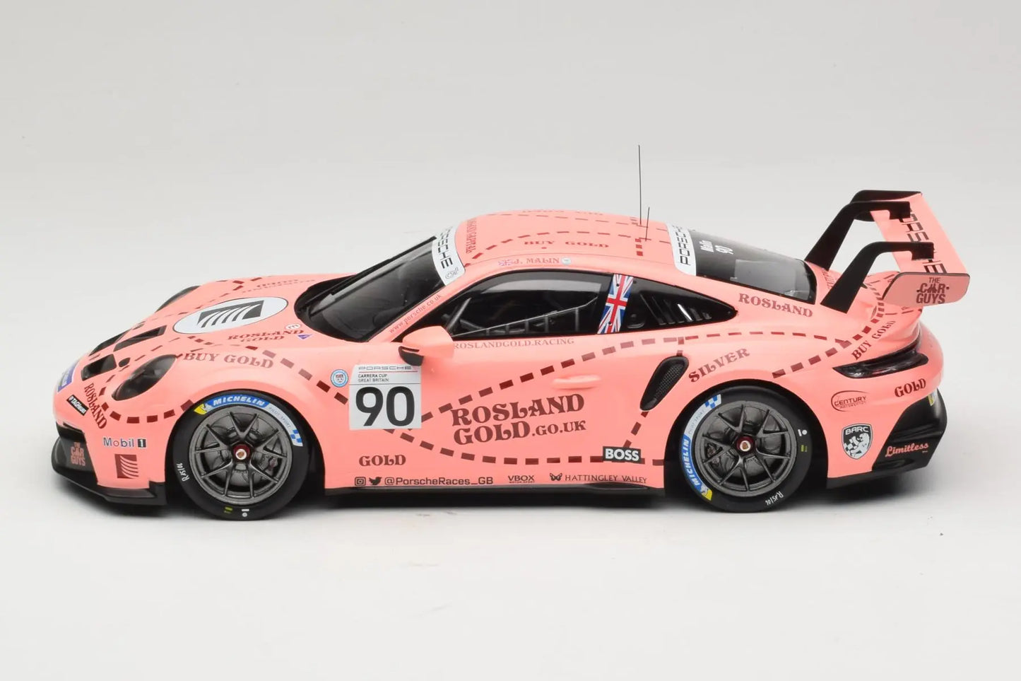 Ixo Porsche 911 992 GT3 Cup Century Motorsport 2nd Porsche Supercup Great Britain 2023 #90 Pink Pig 1:18