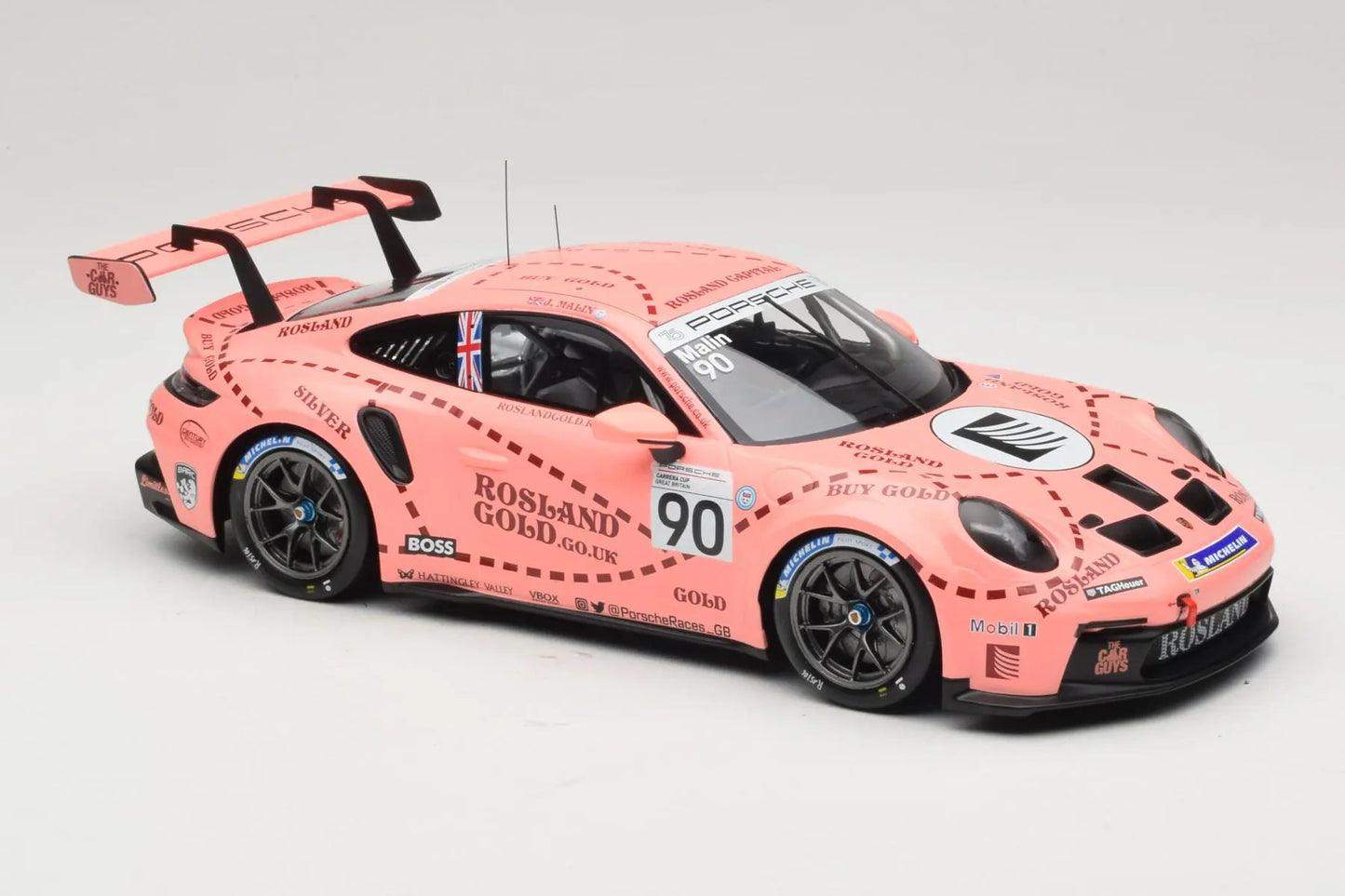 Ixo Porsche 911 992 GT3 Cup Century Motorsport 2nd Porsche Supercup Great Britain 2023 #90 Pink Pig 1:18