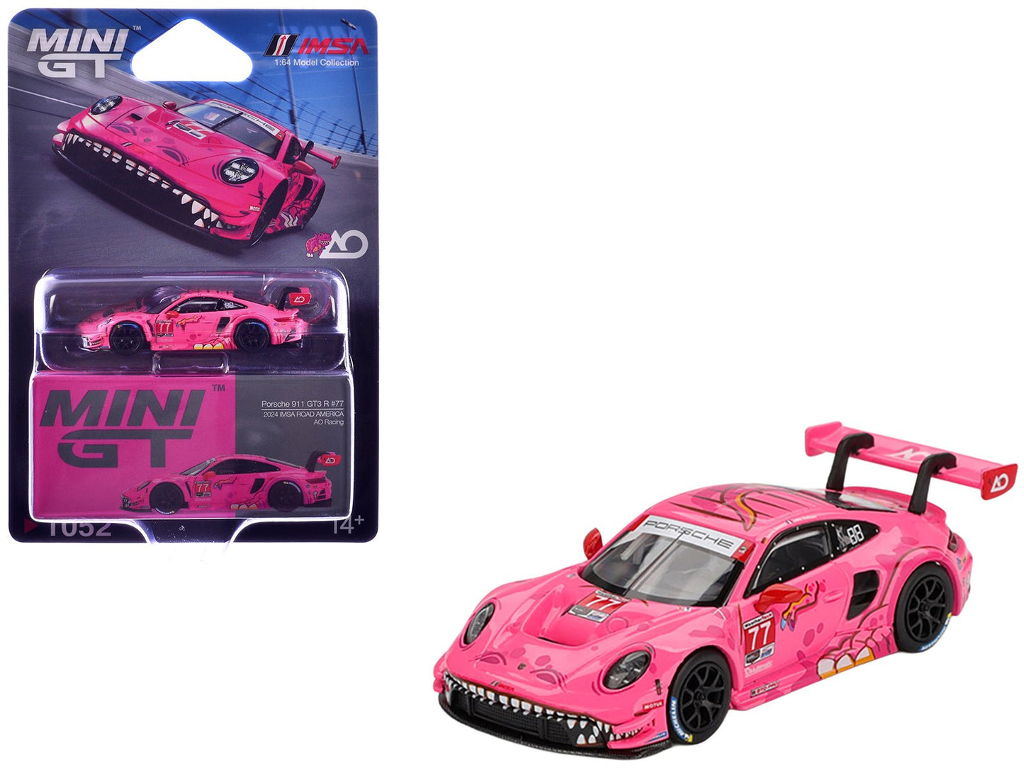 Porsche 911 GT3 R #77 Julien Andlauer - Laurin Heinrich "AO Racing Roxy" GTD Pro "IMSA SportsCar Weekend - Road America" (2024) Limited Edition 1/64 Diecast Model Car by Mini GT  free shipping USA