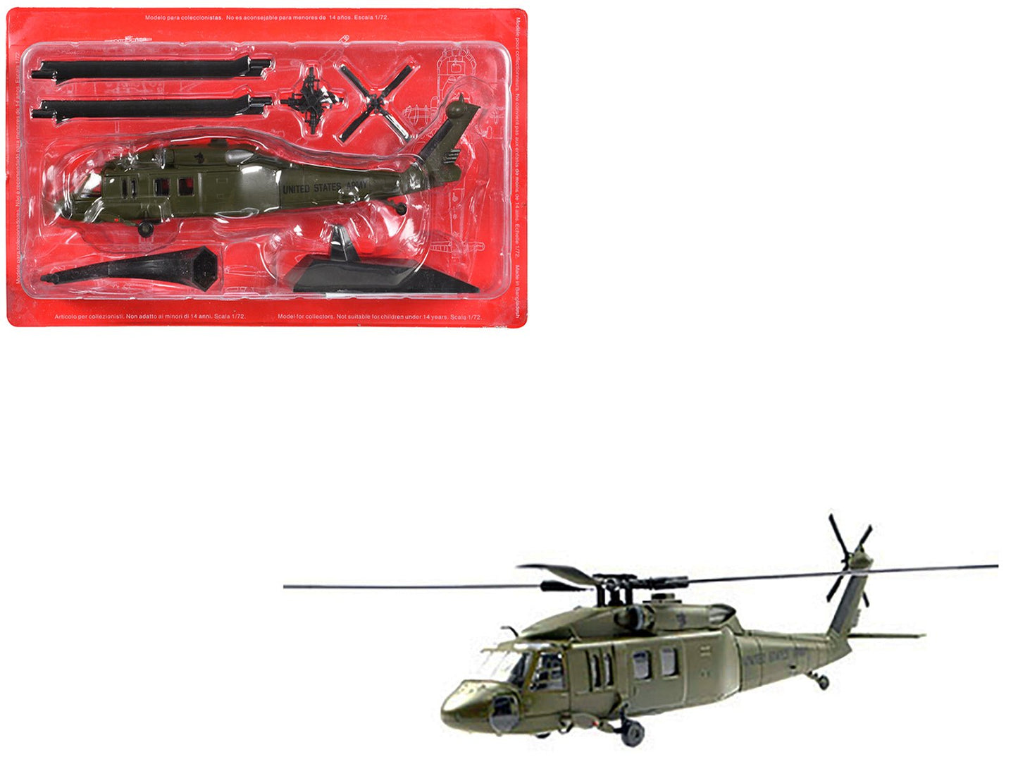 Sikorsky UH-60A Black Hawk Helicopter "United States Army" Olive Drab 1/72 Diecast Model by Altaya  free shipping USA