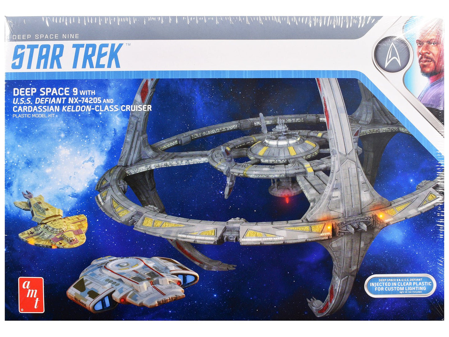 Skill 2 Model Kit Deep Space 9 Space Station with USS Defiant NX-74205 Space Ship and Cadassian Keldon-Class Cruiser "Star Trek: Deep Space Nine" (1993-1999) TV Series 1/3300 Scale Model by AMT  free shipping USA