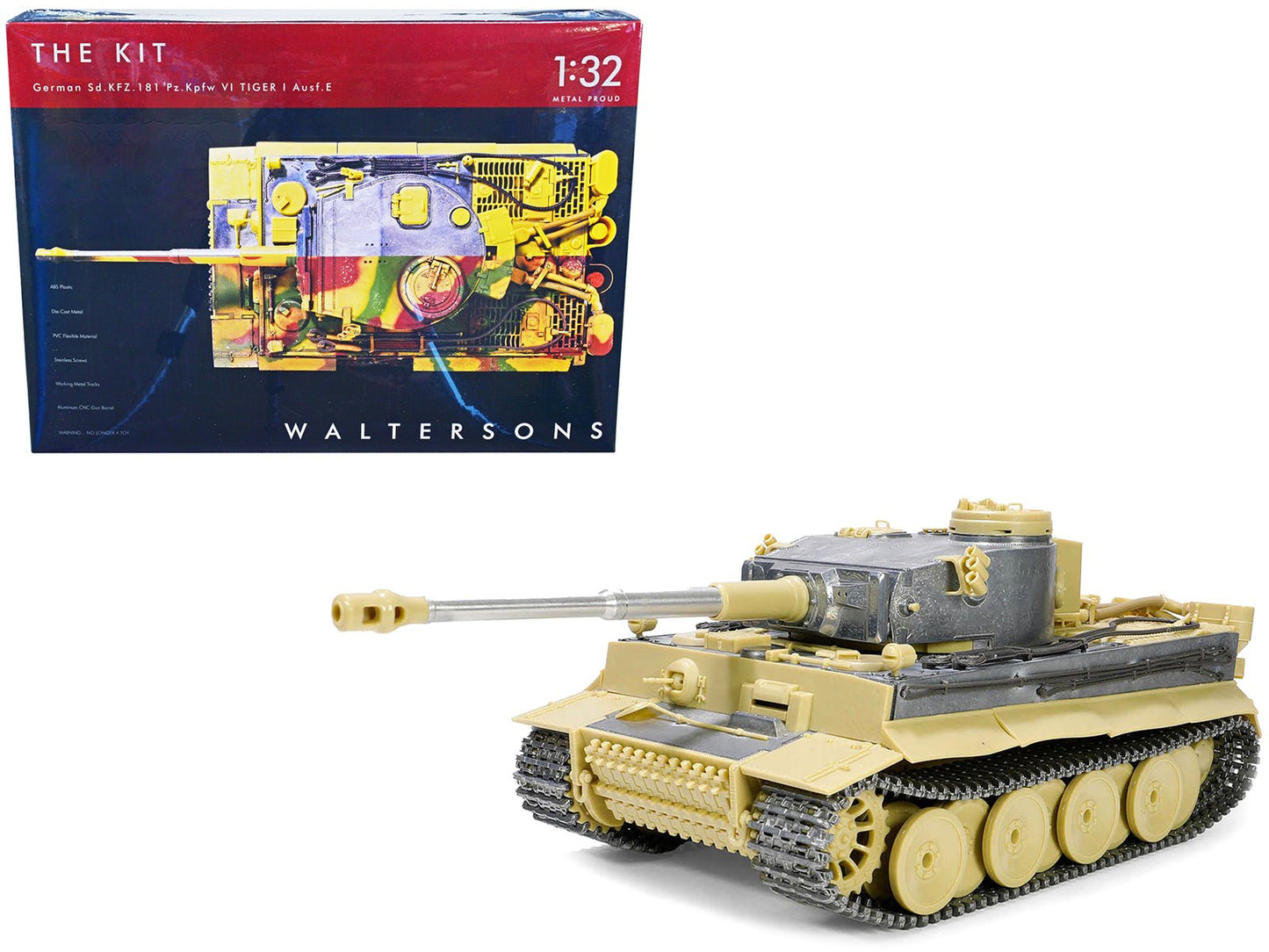 Skill 4 Model Kit German Sd.Kfz.181 Pz.Kpfw VI Tiger I (Early Production Model) Heavy Tank "Schwere Panzerabteilung 505 No. 100 Kursk" (July 1943) 1/32 Scale Model by Metal Proud  free shipping USA