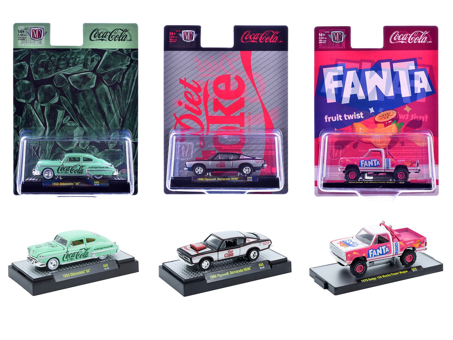 "Sodas" Set of 3 pieces Release 60 Limited Edition to 10000 pieces Worldwide 1/64 Diecast Model Cars by M2 Machines  free shipping USA