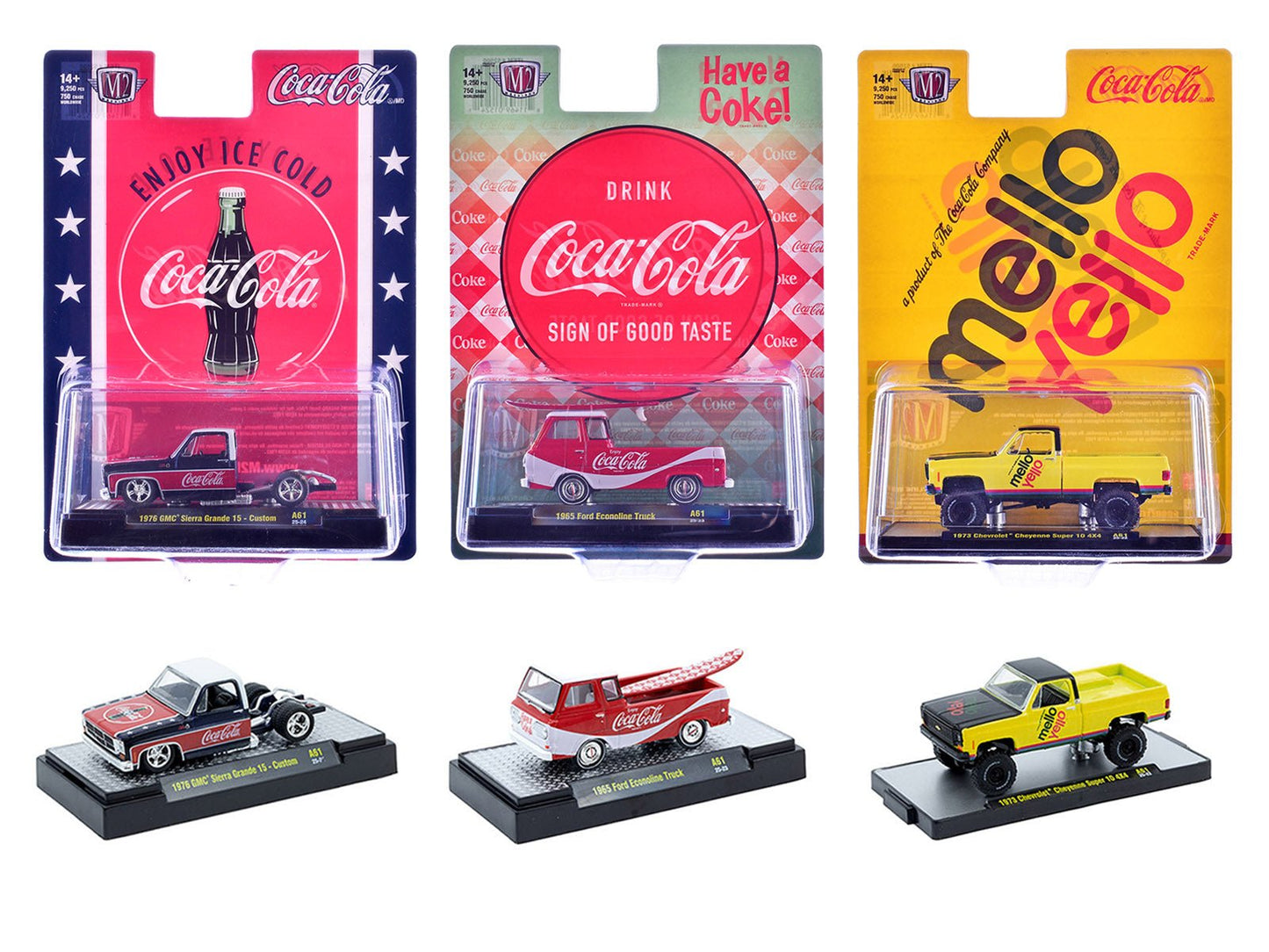 "Sodas" Set of 3 pieces Release 61 Limited Edition to 10000 pieces Worldwide 1/64 Diecast Model Cars by M2 Machines  free shipping USA