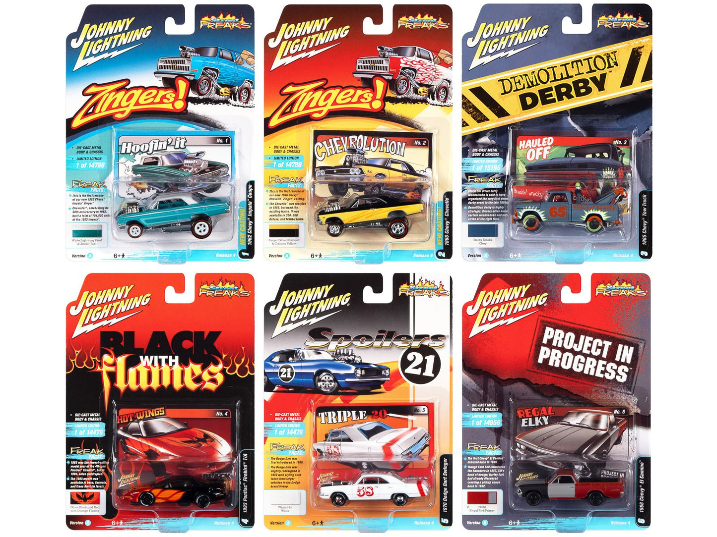 "Street Freaks" 2021 Set A of 6 Cars Release 4 1/64 Diecast Model Cars by Johnny Lightning  free shipping USA