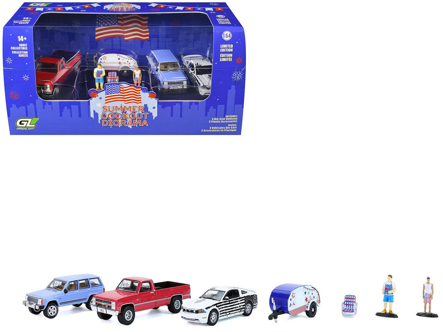 "Summer Cookout Diorama" Set of 7 pieces 1/64 Diecast Model Cars by Greenlight  free shipping USA