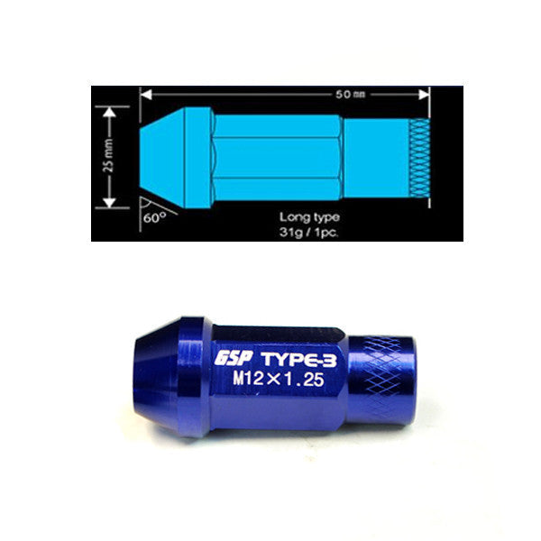 Godspeed Type 3 50mm Lug Nuts 20 pcs. Set M12x1.5