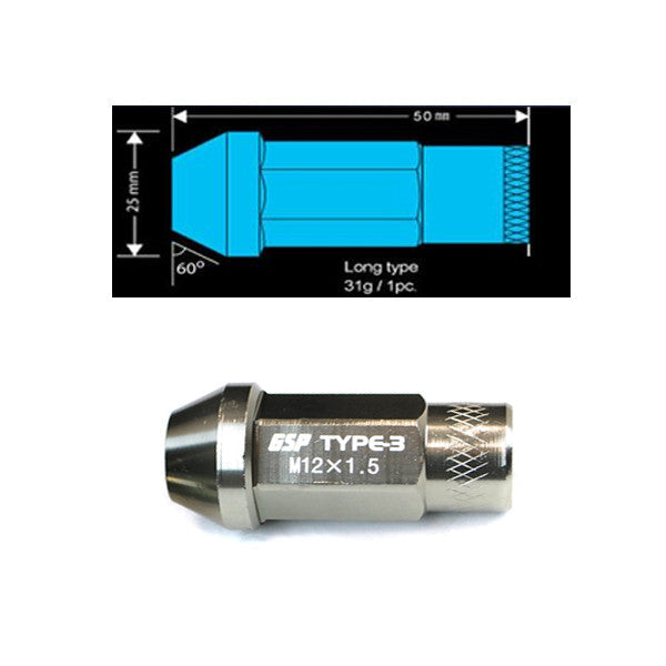 Godspeed Type 3 50mm Lug Nuts 20 pcs. Set M12x1.5