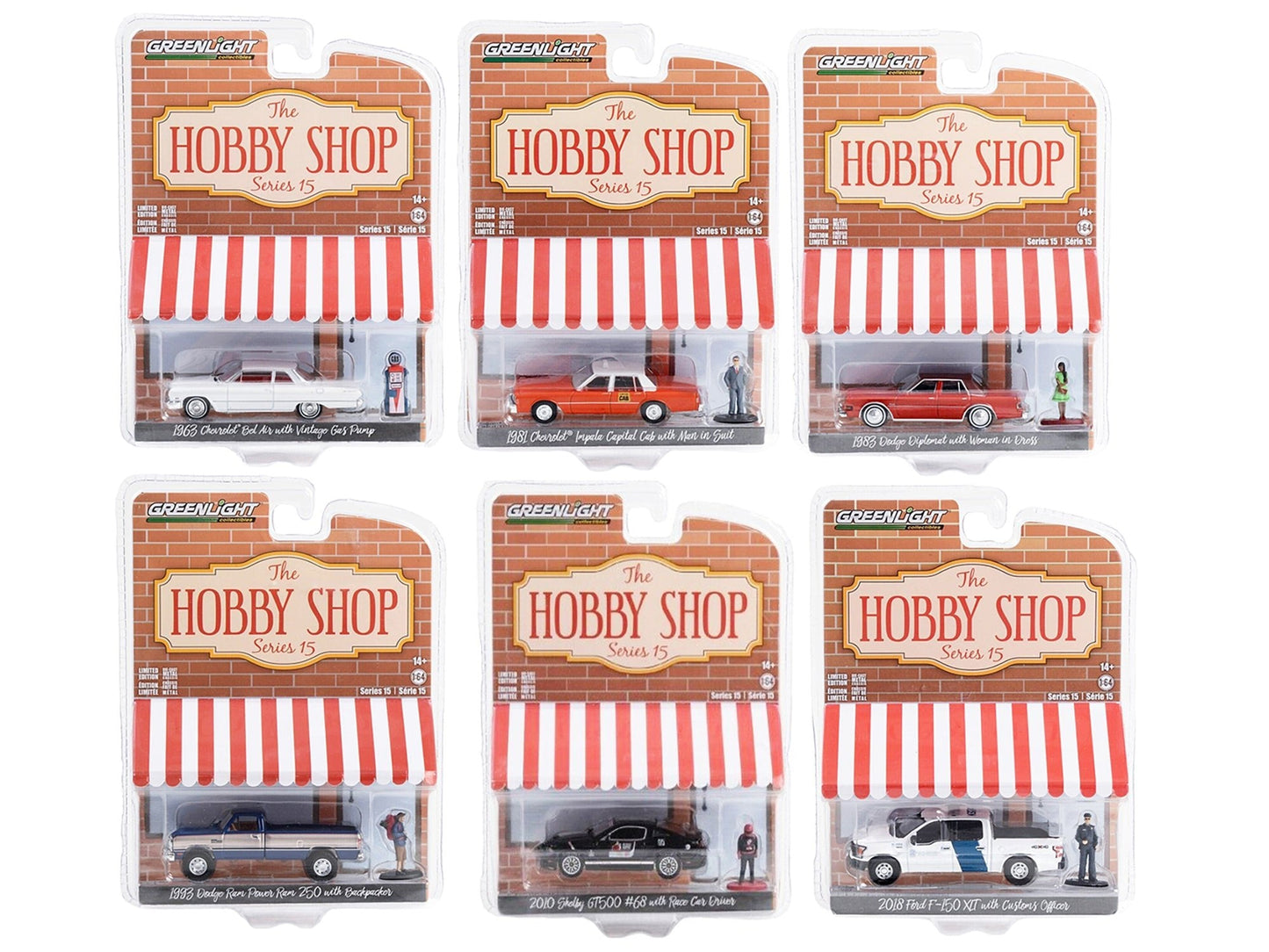"The Hobby Shop" Set of 6 pieces Series 15 1/64 Diecast Model Cars by Greenlight  free shipping USA
