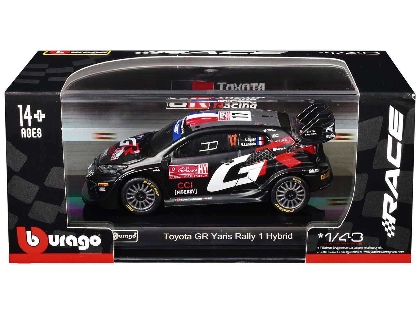 Toyota GR Yaris Rally1 Hybrid #17 Sebastien Ogier - Vincent Landais "Toyota Gazoo Racing WRT" "World Rally Championship" (2024) "Race" Series 1/43 Diecast Model Car by Bburago  free shipping USA