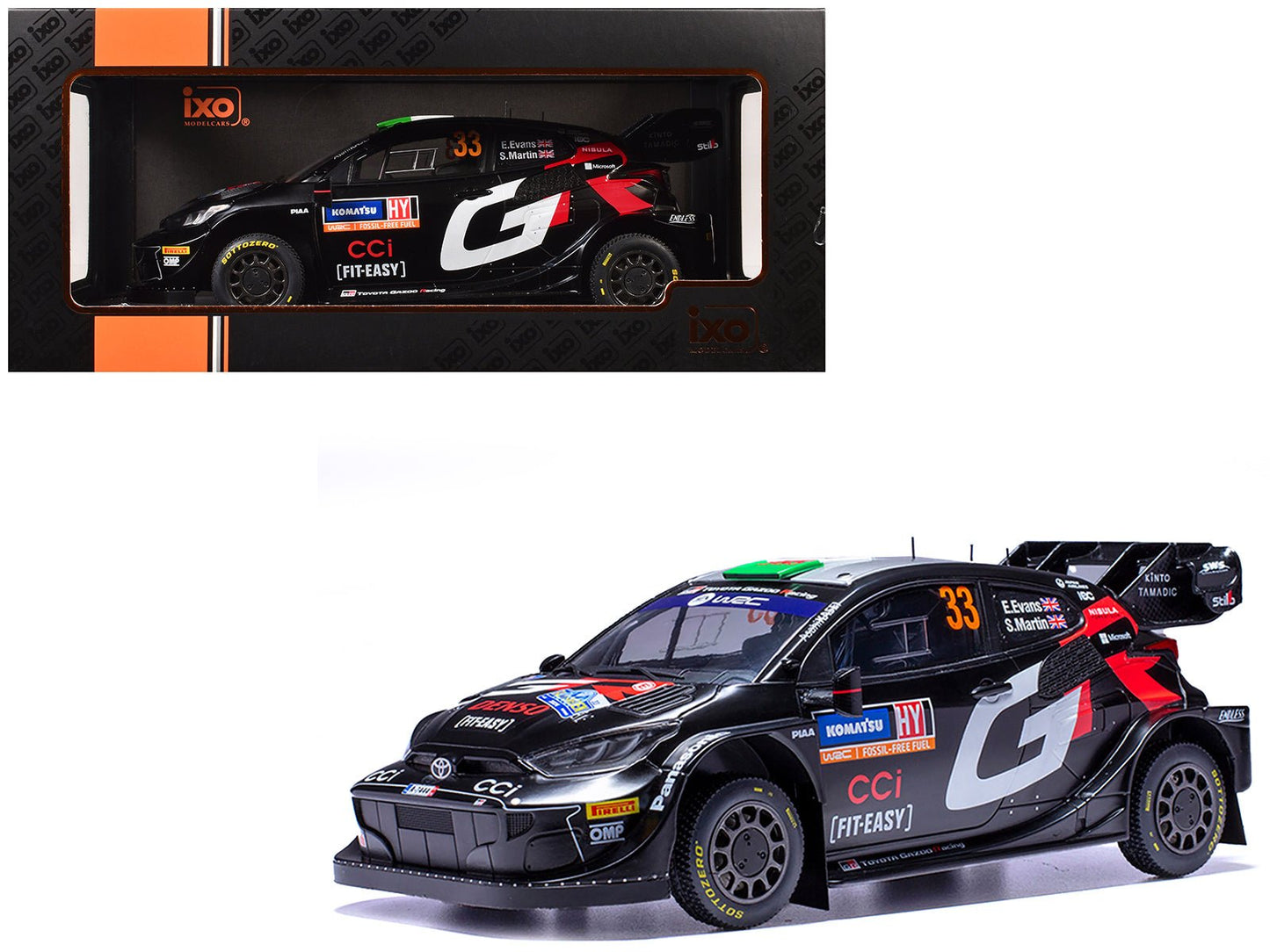 Toyota GR Yaris Rally1 Hybrid #33 Elfyn Evans - Scott Martin 2nd Place "Rally Sweden" (2024) 1/18 Diecast Model Car by IXO Models  free shipping USA