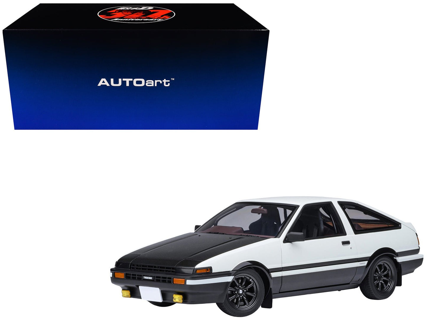 Toyota Sprinter Trueno (AE86) RHD (Right Hand Drive) "Project D Final Version" White with Carbon Hood "Initial D" (1995-2013) TV Series "30th Anniversary" 1/18 Model Car by Autoart  free shipping USA