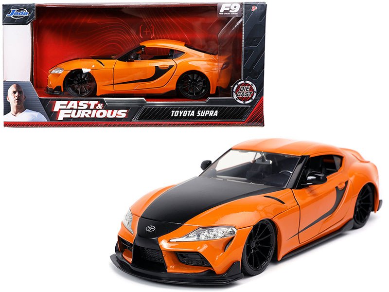 Toyota Supra Orange with Black Stripes "Fast & Furious 9 F9" (2021) Movie 1/24 Diecast Model Car by Jada  free shipping USA