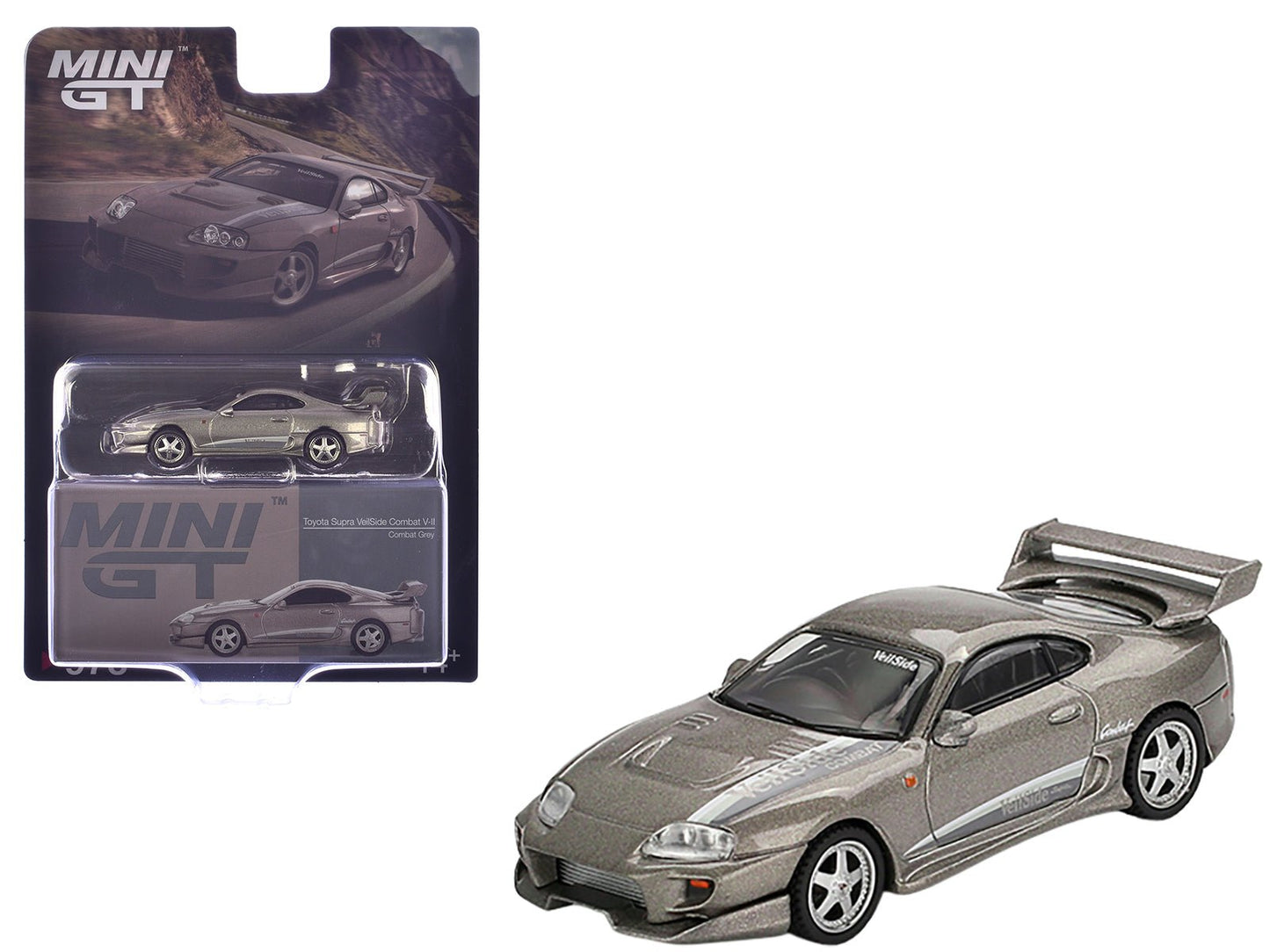 Toyota Supra "VeilSide Combat V-II" Combat Gray Metallic Limited Edition 1/64 Diecast Model Car by Mini GT  free shipping USA