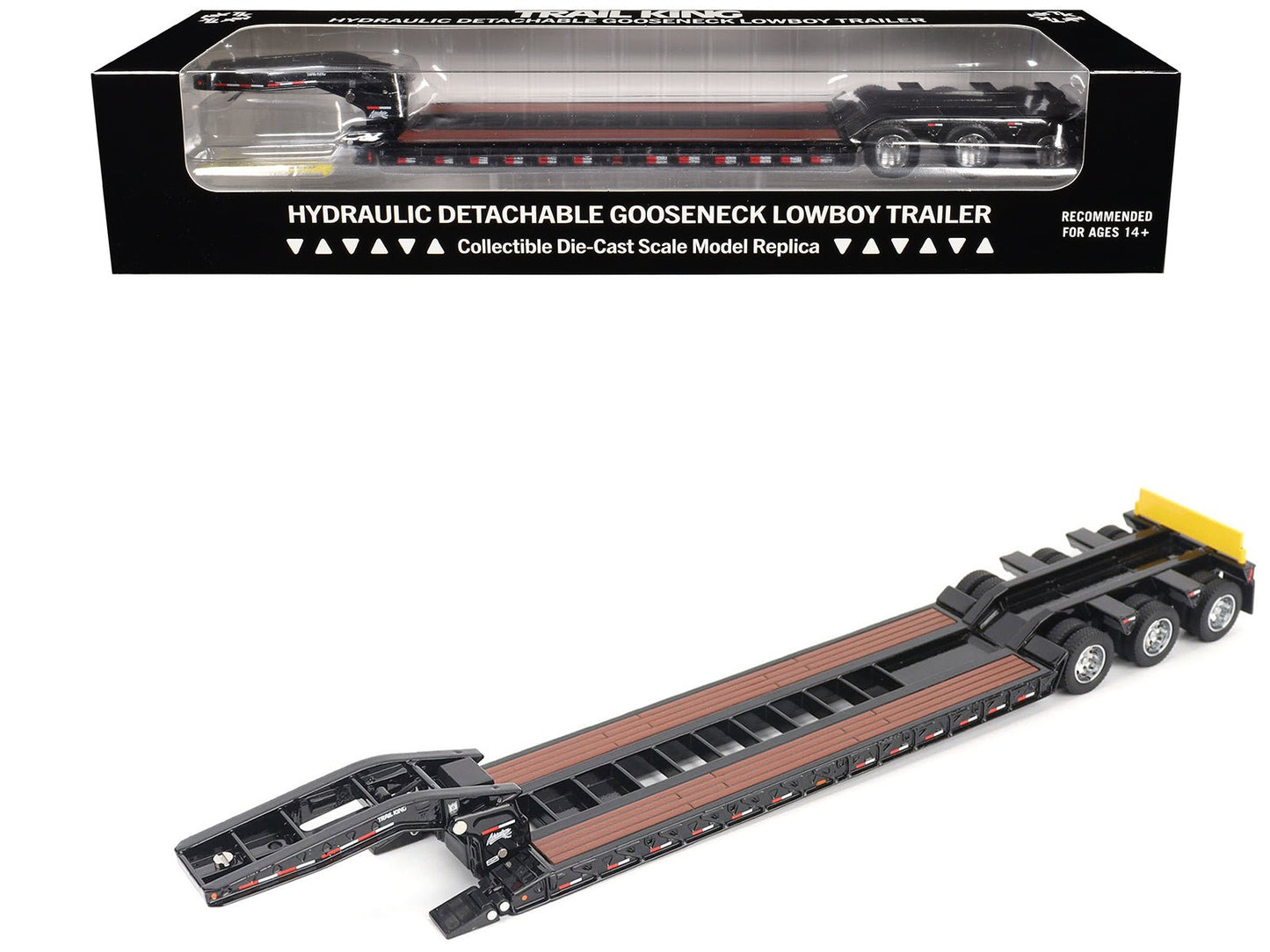 Trail King TK120 Hydraulic Detachable Gooseneck Lowboy Trailer Black (Regular Version) "Transport Series" 1/50 Diecast Model by Diecast Masters  free shipping USA