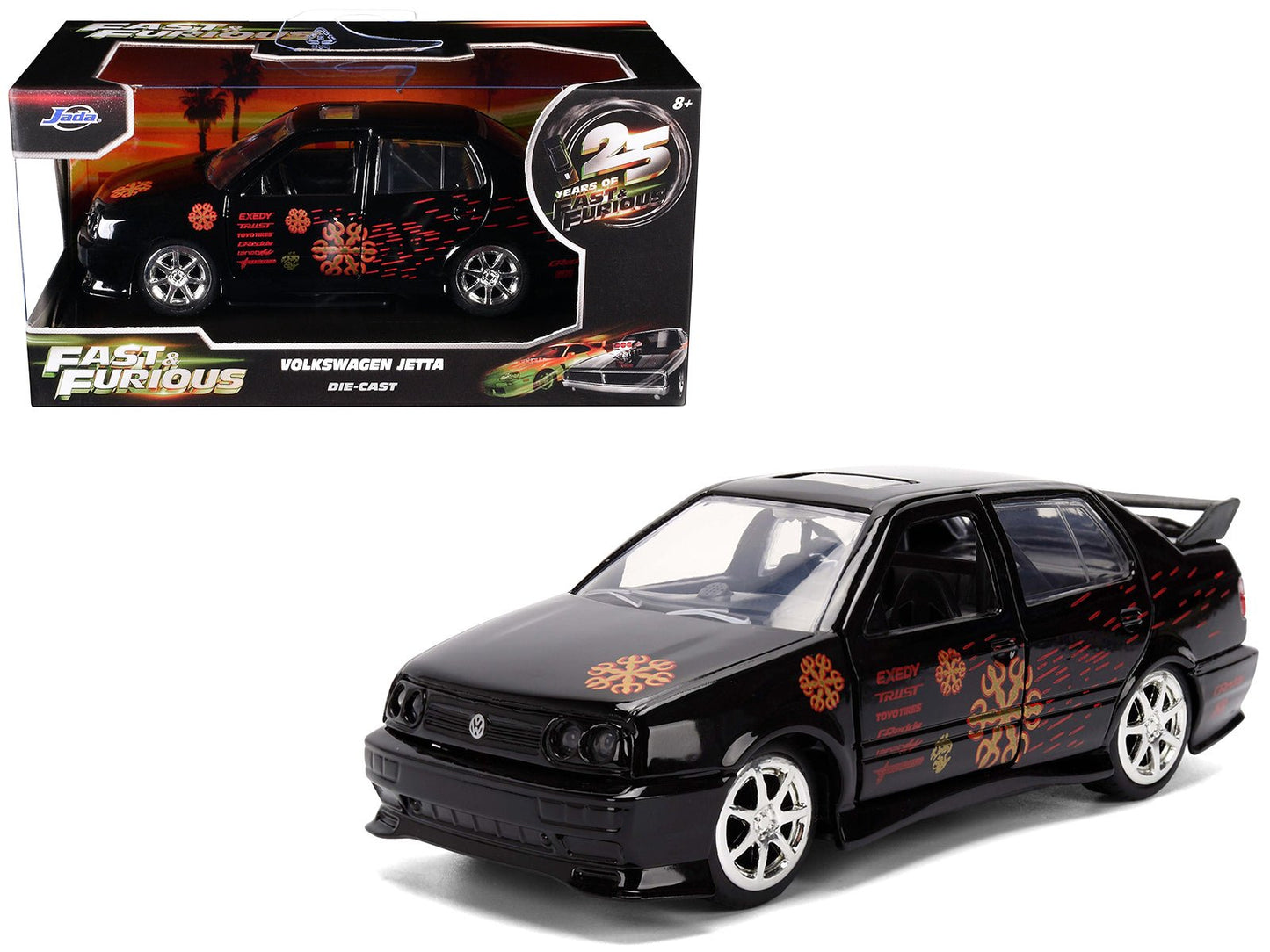 Volkswagen Jetta Black with Graphics "Fast & Furious Remix - 25th Anniversary" Series 1/32 Diecast Model Car by Jada  free shipping USA