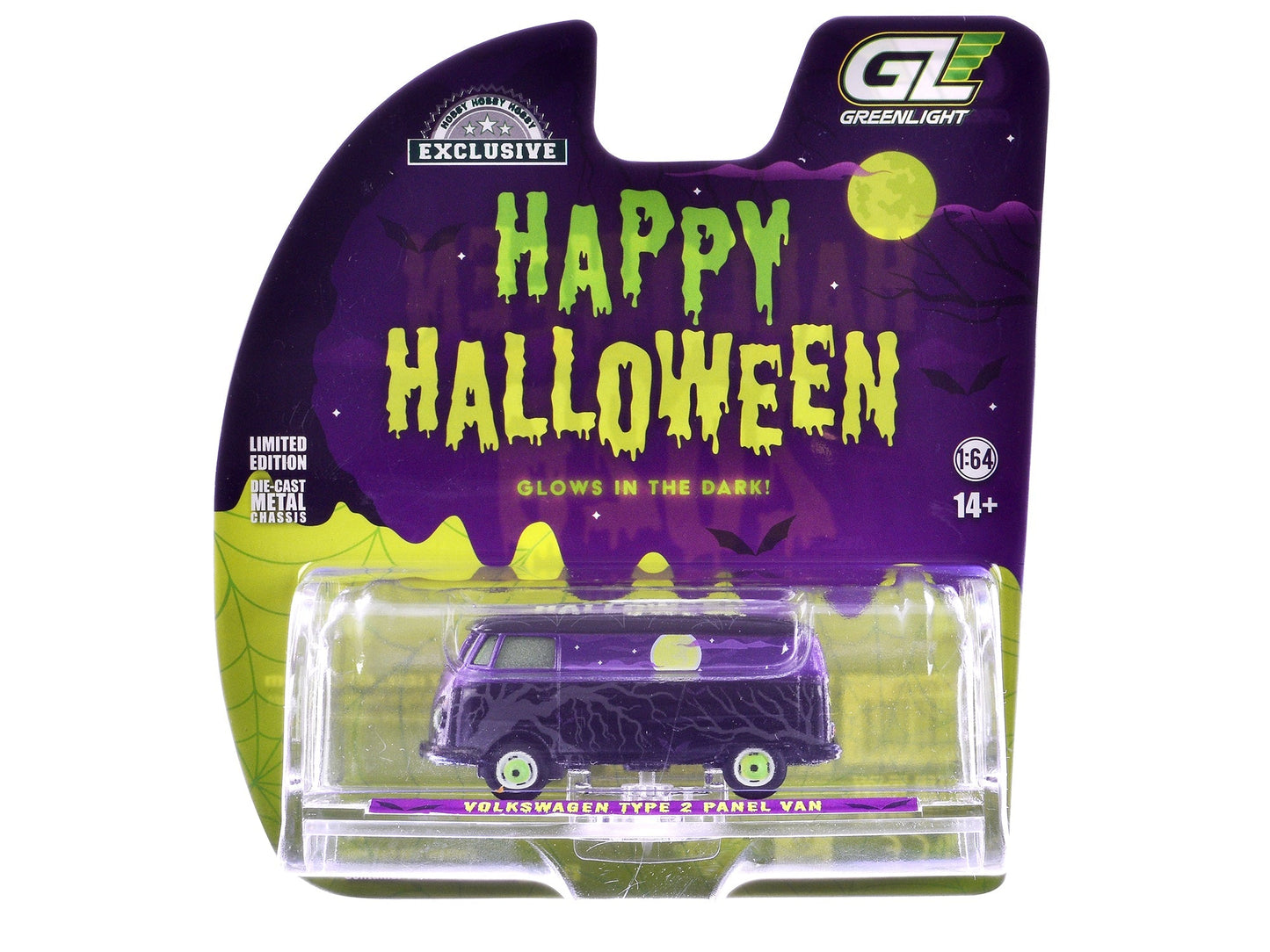 Volkswagen Type 2 Panel Van "Halloween 2025 - Spooky Night" Black and Purple with "Glow in the Dark" Paint "Hobby Exclusive" Series 1/64 Diecast Model Car by Greenlight  free shipping USA