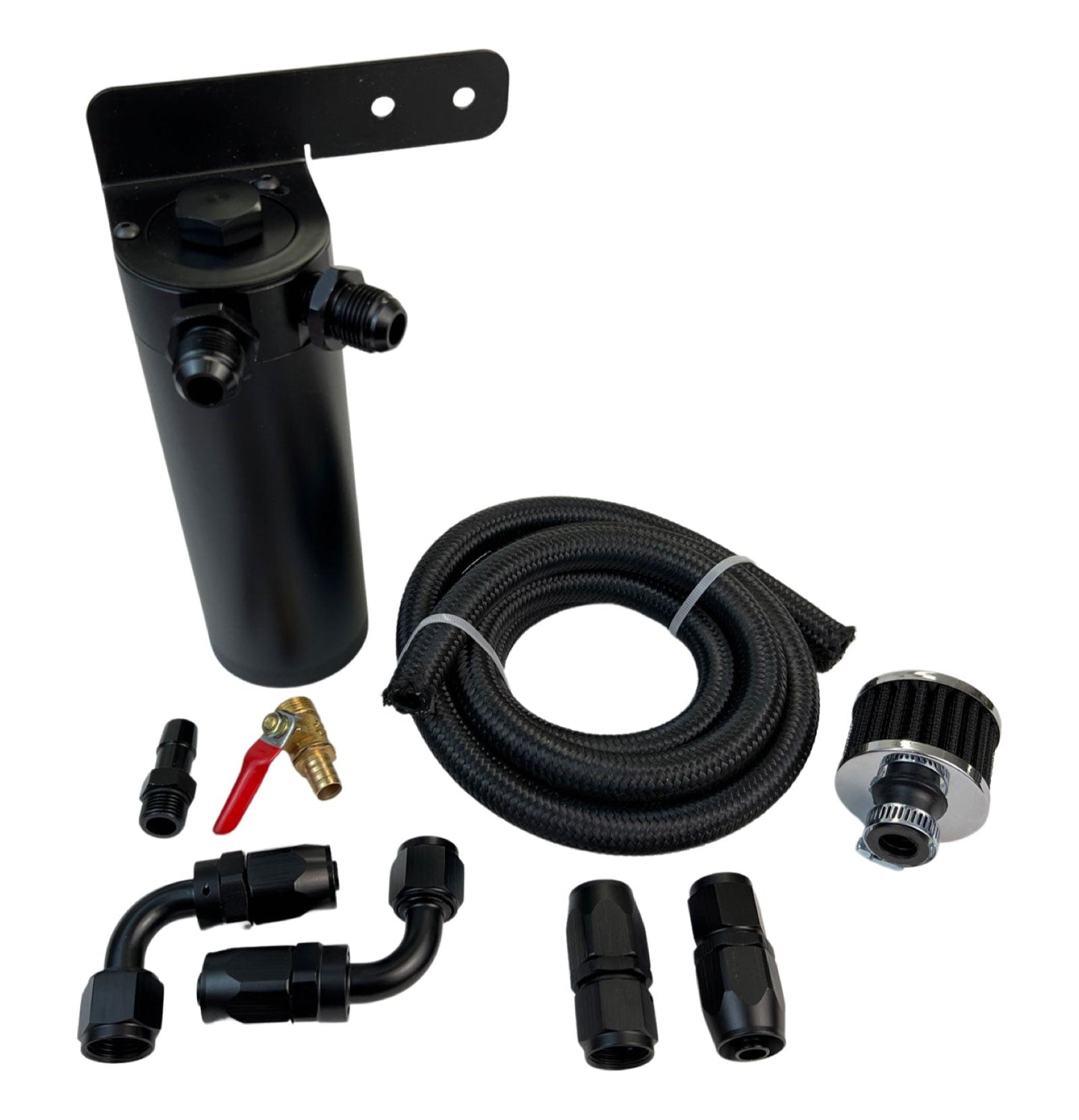 Universal Oil Catch Can XL 2Port -8AN + Mounting Bracket Kit + Filter 7.50z