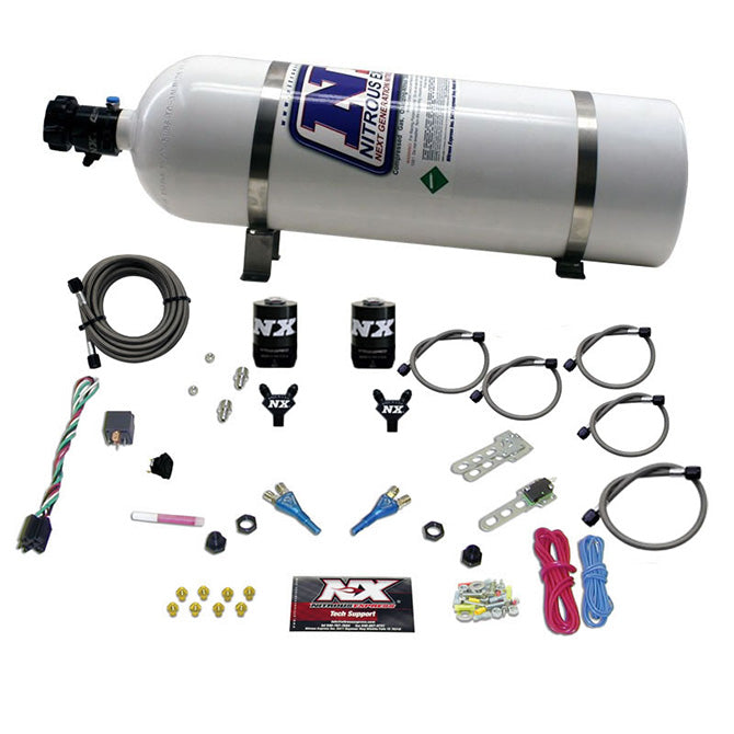Nitrous Express DODGE 92- 95 TBI (50-75-100-125HP) DUAL NOZZLE WITH 15LB BOTTLE