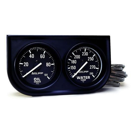 GAUGE CONSOLE OILP/WTMP 2-1/16 In.  100 PSI/280 Fahrenheit BLK DIAL BLK BZL AUTOGAGE