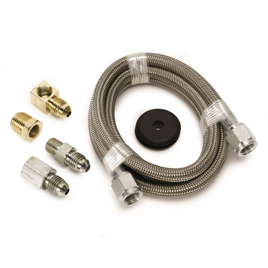 LINE BRAIDED STAINLESS STEEL #4 DIA. 4FT. LENGTH -4AN AND 1/8 In. NPTF FITTINGS