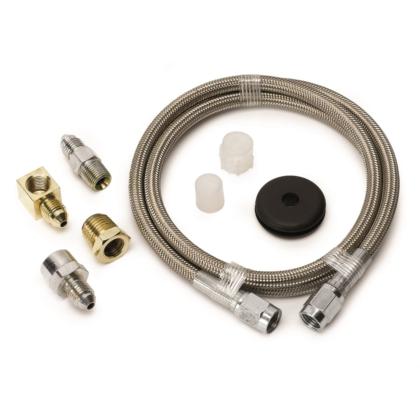 LINE BRAIDED STAINLESS STEEL #3 DIA. 3FT. LENGTH -3AN AND 1/8 In. NPTF FITTINGS