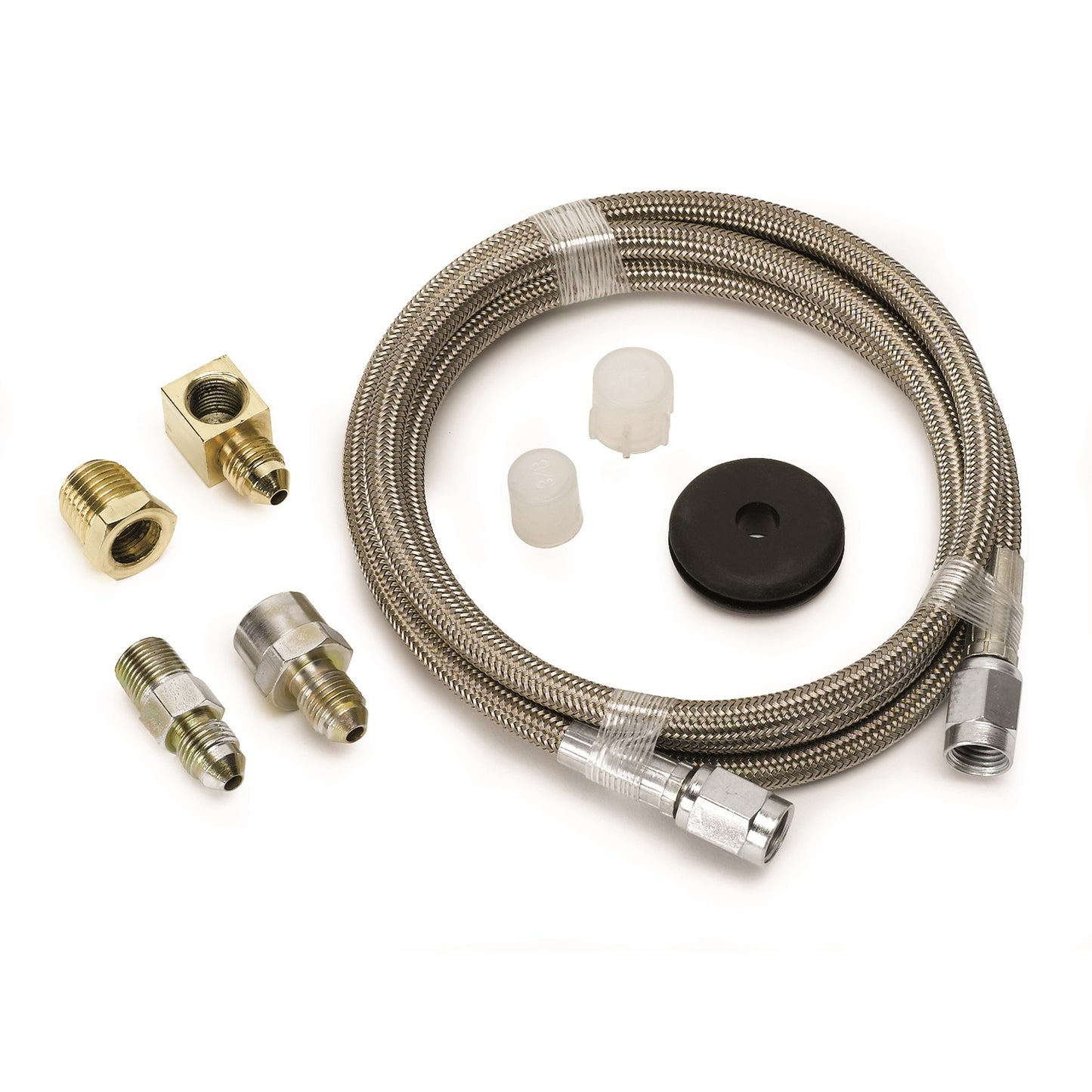 LINE BRAIDED STAINLESS STEEL #3 DIA. 4FT. LENGTH -3AN AND 1/8 In. NPTF FITTINGS