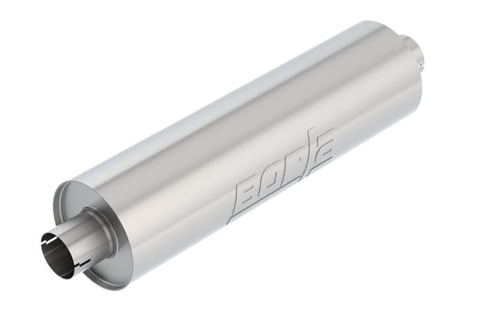 Specialty Muffler Heavy Duty (Truck) 2.75in Center Inlet/ 2.75in Center Outlet 6.75in Round X 24in Long Body Notched Necks