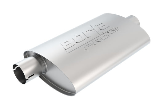 ProXS Muffler 2.5in Offset Inlet/ 2.5in Center Outlet 4.25in X 7.88in Oval X 14in Long Body Notched Necks