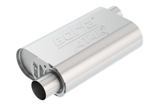 CrateMuffler Muffler Chevrolet Small Block 350/ 383/ 406 CID V8 High Output 2.5in Offset Inlet/ 2.5in Offset Outlet ATAK