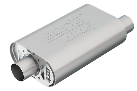 CrateMuffler Muffler Chevrolet Small Block 350/ 383/ 406 CID V8 High Output 2.5in Offset Inlet/ 2.5in Center Outlet ATAK