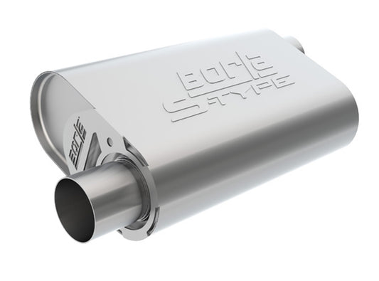 CrateMuffler Muffler Ford Small Block 289/ 302/ 351W CID V8 High Output & Big Block 390/ 427/ 428/ 460 CID V8 Moderate Output FE Series 2.5in Offset Inlet/ 2.5in Offset Outlet S-Type