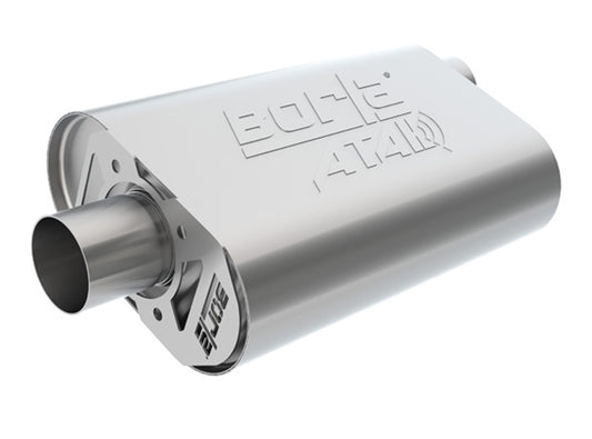 CrateMuffler Muffler Ford Small Block 289/ 302/ 351W CID V8 High Output & Big Block 390/ 427/ 428/ 460 CID V8 Moderate Output FE Series 2.5in Offset Inlet/ 2.5in Center Outlet ATAK