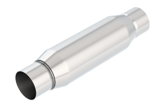 CrateMuffler Resonator 2.5in Center Inlet/ 2.5in Center Outlet 3.5in Round X 10in Long Body