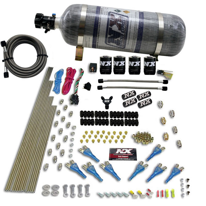 Nitrous Express 8 CYL SHARK DIRECT PORT 4 SOLENOIDS WITH COMPOSITE BOTTLE (200-600HP JETTING)